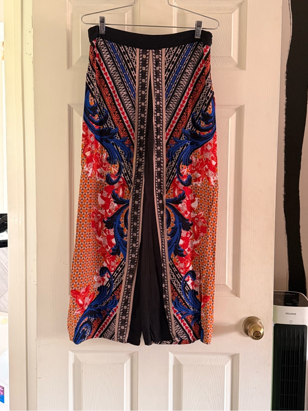 Colorful Printed Pants with Bold Floral & Scroll Motif